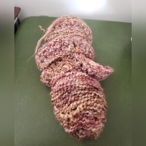 Handspun Soft Twist Kinky Wavy Texture Yarn in Pink and Tan Earth Tones